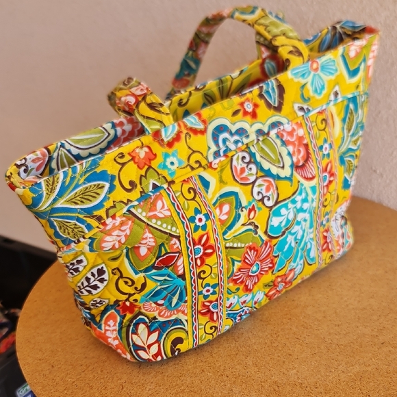 Vera Bradley Yellow and Blue Paisley Tote Bag - Picture 3 of 6